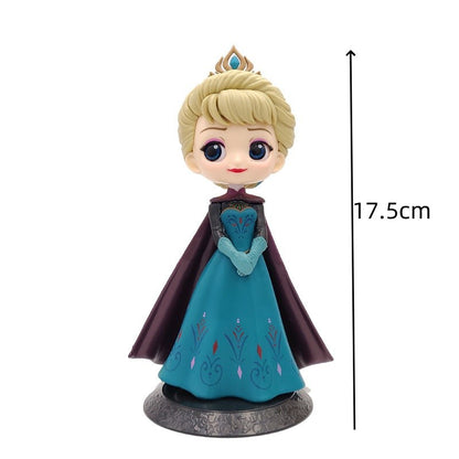Miniso 14cm Princesas Q Posket Bonecas Elsa Anna Mulan Tinker Bell Elsa Aladdin kawaii Brinquedo para Bolo Decoração Modelo menina presente
