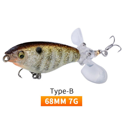 Iscas de Pesca TREHOOK 9g/16g de Superfície Whopper Popper Cauda de Hélice Dupla Giratória Isca Artificial Flutuante