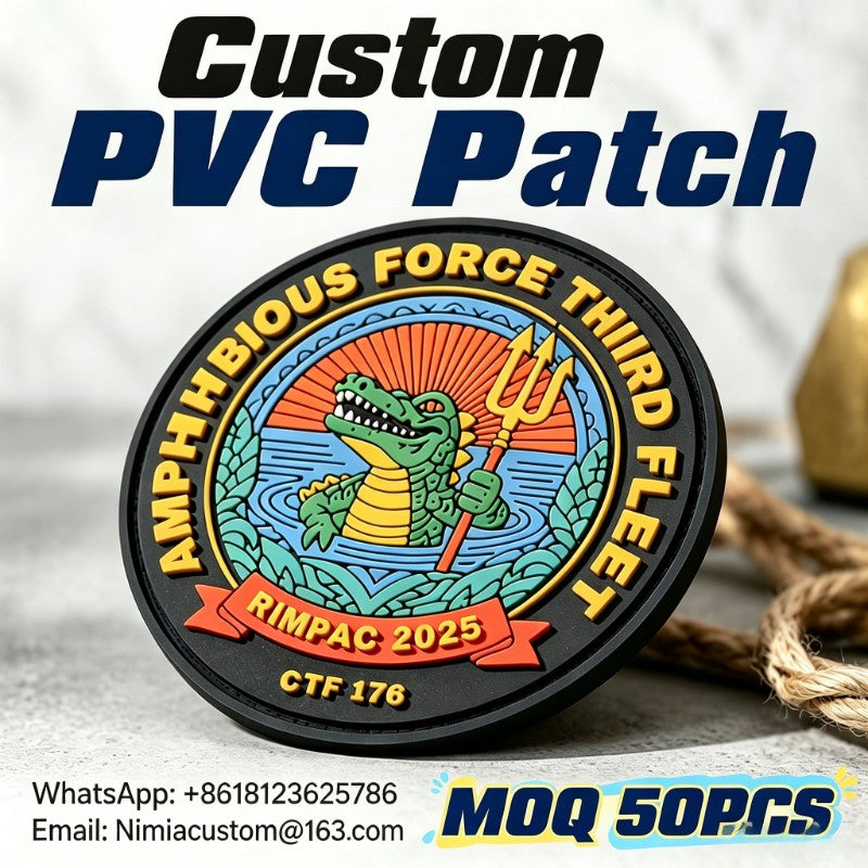 Wholesale Custom PVC Patch 3D Rubber Soft Badges Personalised Logo with Hook&Loop Backing Tactical Patches for Clothing Bags