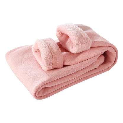 Girls Fleece-Lined Thermal Leggings Children Winter Thickened Warm Comfortable Outdoor Pants Kids Solid Color Casual Bottoms