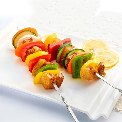 10Pcs Stainless Steel Barbecue Skewer Reusable BBQ Skewers Kebab Iron Stick For Outdoor Camping Picnic Tools Cooking Tools