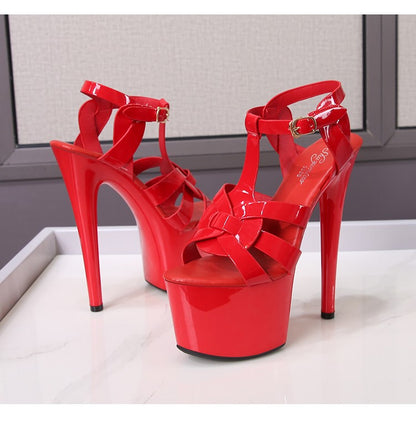 7Inches 17cm Beige Club High Heels Starry Sky Platform Party Pole Dance Women Sandals High-heeled Sandals Gothic Fetish Pumps