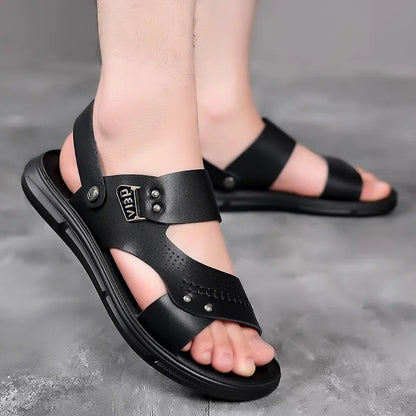Men's Casual Trendy Soft Bottom Sandals 2024 New Design Real Leather Beach Shoes Slippers Anti-Slip Summer Shoes