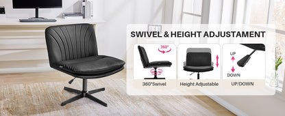 Redlife Criss Cross Chair with Rotating Adjustable Legs Office Chair Durable Pu Leather Wrapped Double Cushion for Home & Office