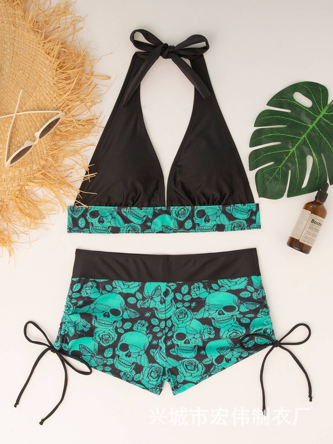 Conservative Skull Print Bikini Women's Swimsuit Flat Briefs New Arrival Swimwear from Mainland China Female Fashionable