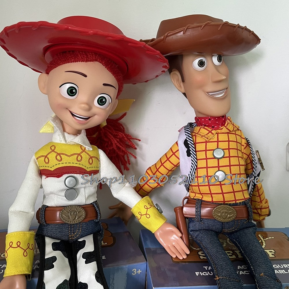 Toy Story 4 Woody e Jessie Articulados com Falas Canto Macio Fofo Anime Figura Decoração Modelo Presente de Aniversário Brinquedos