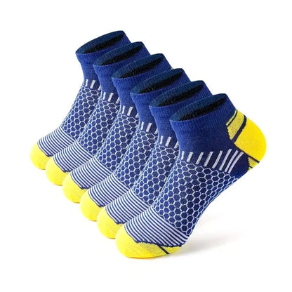 6 pares de meias esportivas curtas masculinas - que absorvem a umidade, respiráveis, meias esportivas para todas as estações
