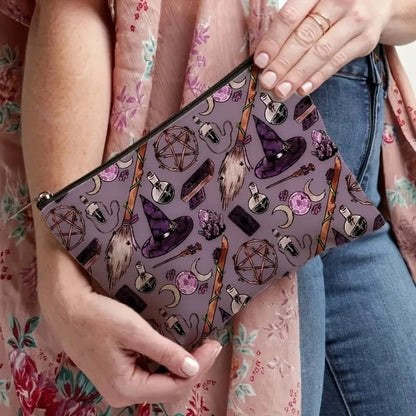New Trendy Zipper Pouch Nature Moon Phase Simple Modern Cosmetic Bag Durable Boho Tarot Pouch Halloween