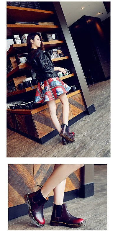 New Unisex Autumn Breathable Leather Ankle Boots Smooth Leather Platform Chelsea Boot for Women Men Platform Boots