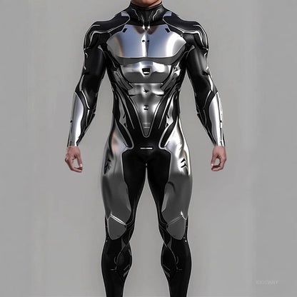 Halloween Cyberpunk Future Mechanical Armor Jumpsuit Warrior Cosplay Bodysuit Steampunk Costume Party Performance Men Zentai