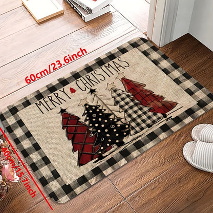 Festive Christmas Kitchen Carpet Polyester Floor Mat with Holiday Design Home Decor Rug for Kitchen, Entryway, Bathroom, Laundry