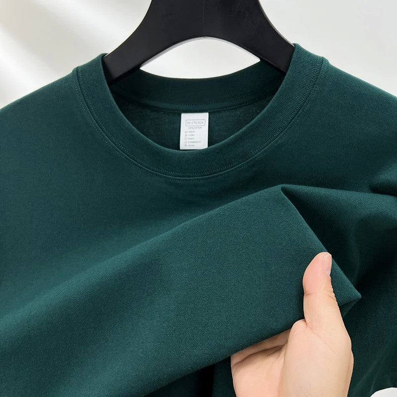 100% Pure Cotton Summer High-end Brand Men's Short Sleeve Round Neck Fashionable Style Half Sleeved Top Breathable T-shirt