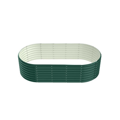 8x4x2ft Oval Galvanized Metal Raised Garden Bed Planter for Veggies, Fruits & Flowers, Green Outdoor Gardening Box