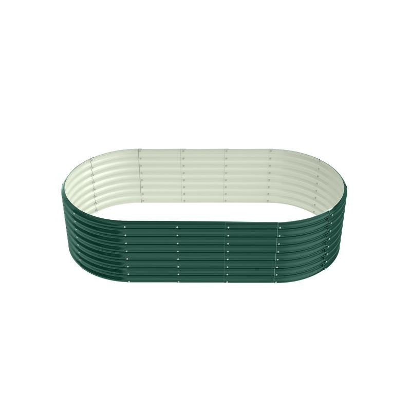 8x4x2ft Oval Galvanized Metal Raised Garden Bed Planter for Veggies, Fruits & Flowers, Green Outdoor Gardening Box