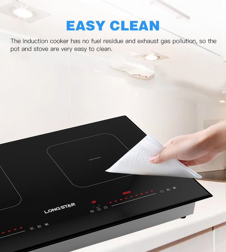 Factory 2025 New kitchen electric hob with Invisible Control Area double induction cooker ceramic plate 4400W induction cooker