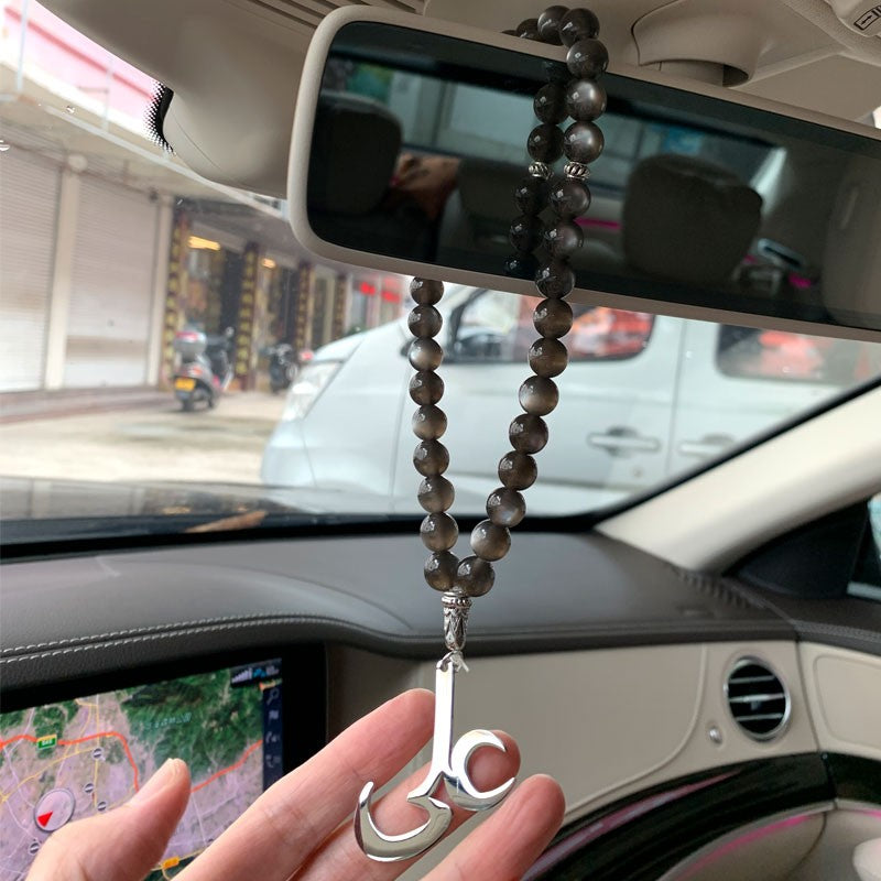 muslim Ali Car Rear View Mirror islam Turkish evil eye Car Pendant Hanging black beads