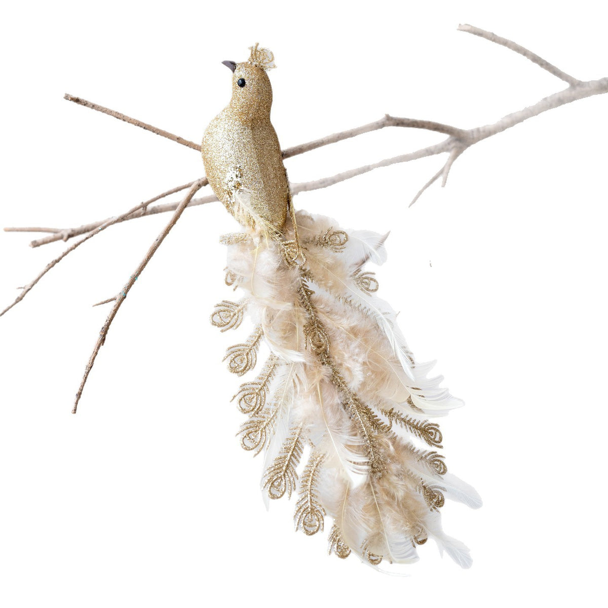 1PC of Peacock Christmas Ornaments Simulate The Atmosphere of Glitch Peacock Branches and Branches Home Decor
