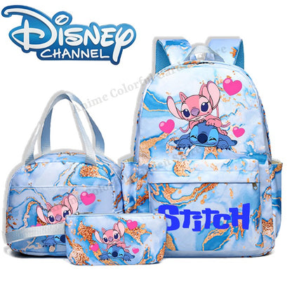 3pcs Disney Stitch Backpack Lunch Bag Pencil Case Set Anime Cartoon Fashion Schoolbag Suit Students New Semester School Supplies