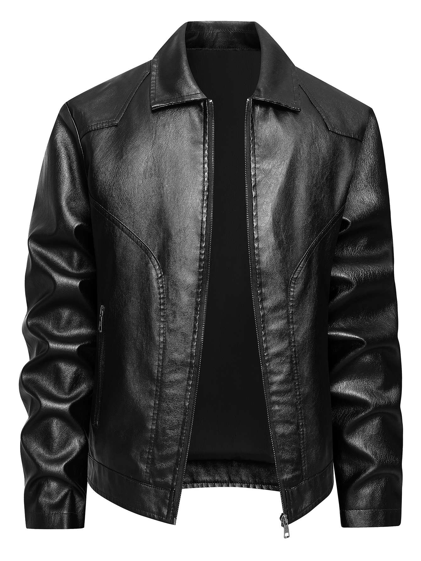 Men's Large Leather Jacket Fashion Collar PU Leather Motorcycle Slimming Cycling Coat New Men Waterproof Leather Jacket