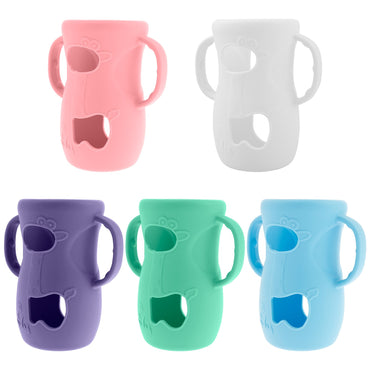 5Pcs Baby Feeding Bottle Protective Cover Silicone Baby Bottle Holder Anti Breakage Glass Bottle Silicone Sleeve for Boys Girls