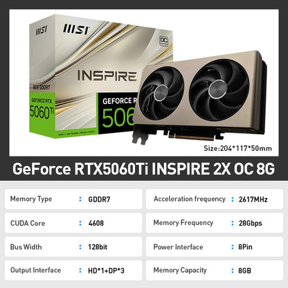 MSI RTX5060Ti 16G INSPIRE 2X OC Gaming Graphics Card 5060ti rtx 5060 ti 256-bit GDDR7 Desktop placa de video Video Card