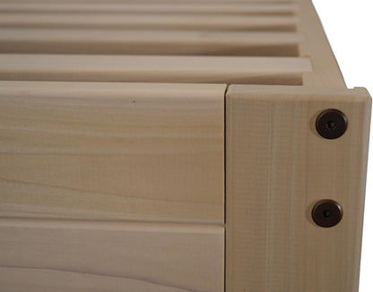 Cama Plataforma Lexington - Estrutura de Cama de Casal - Estrutura de Cama de Madeira Crua - Natural, Cama Minimalista com Cabeceira Ripado - E