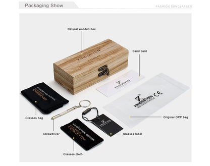 KINGSEVEN UV400 Sunglasses For Men Polarized Walnut Wood Handmade Sun Glasses High Quality Protection Women Eyewear Gafas