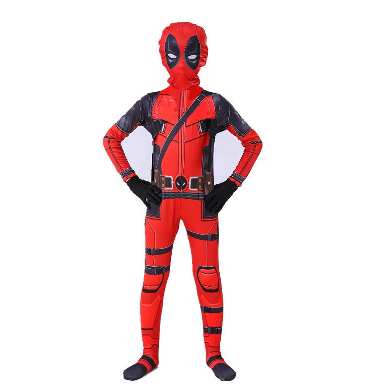 Kids cosplay Costume Boys  Superhero Deadpool  mask suit Jumpsuit Bodysuit Halloween party Costume For boy girls
