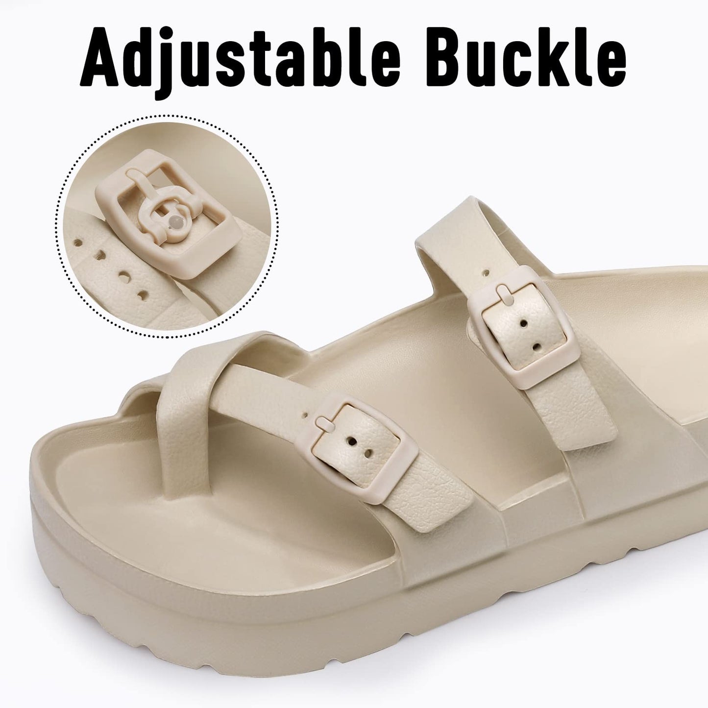 Shevalues Comfy Casual Women Slippers With Adjustable Buckle Soft Outdoor Beach Sandals Fashion Shoes Platform Women Sandals