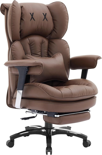 Cadeira de Escritório Grande e Alta para 400lbs, Cadeira de Escritório Executiva Ergonômica de Encosto Alto com Apoio para os Pés, Cadeira de Mesa de Computador Larga para Home Office