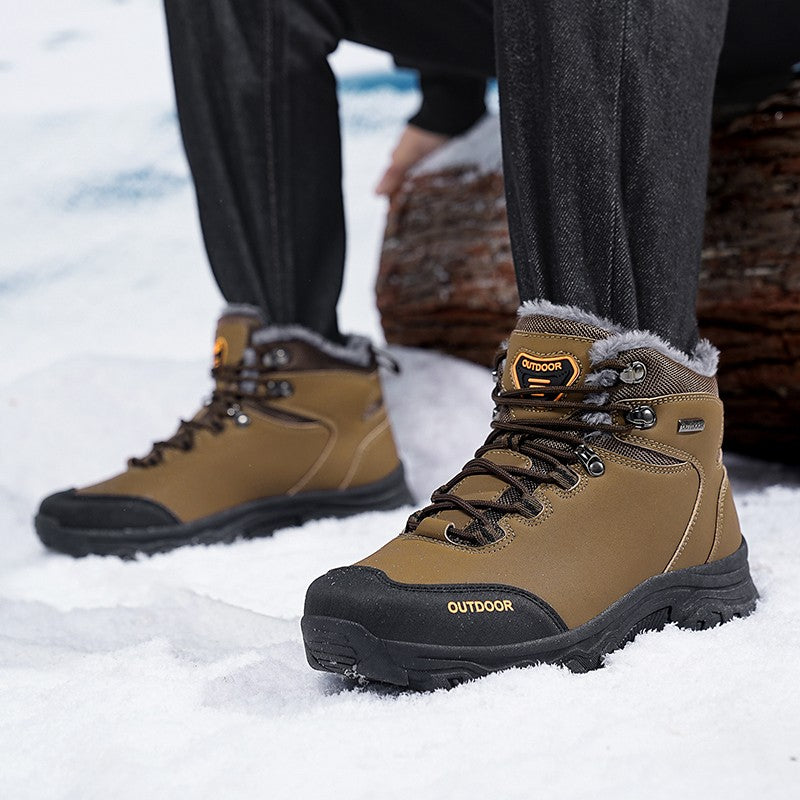 New Men Winter Snow Boots For Waterproof Leather Sneakers Super Warm Men's Boots Outdoor Male Hiking Boots Work Shoes Big Size