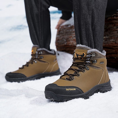 New Men Winter Snow Boots For Waterproof Leather Sneakers Super Warm Men's Boots Outdoor Male Hiking Boots Work Shoes Big Size