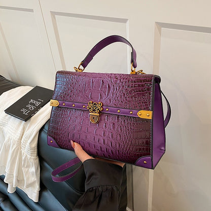 Luxury Purple Handbag Classic Women Bag 2025 New Designer Shoulder Bag High Quality Solid Pu Leather Crossbody Small Square Bag