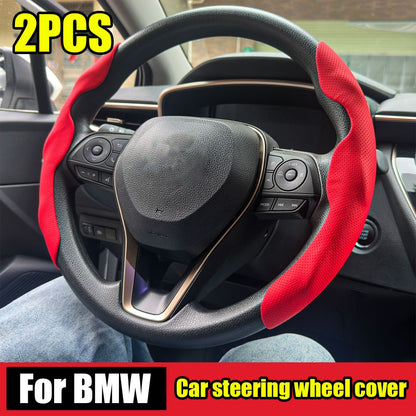 Capa de Volante de Carro em Couro Camurça Macia 2 PEÇAS Para BMW E81 E90 Pack M Sport M3 E91 E92 E93 E87 E82 E88 X1 E84 Acessórios