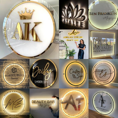 Custom Business Logo Large Metal Letters Company Logo Outdoor 3D Metal Sign Office Storefront Illuminated Backlit Stainless Sign