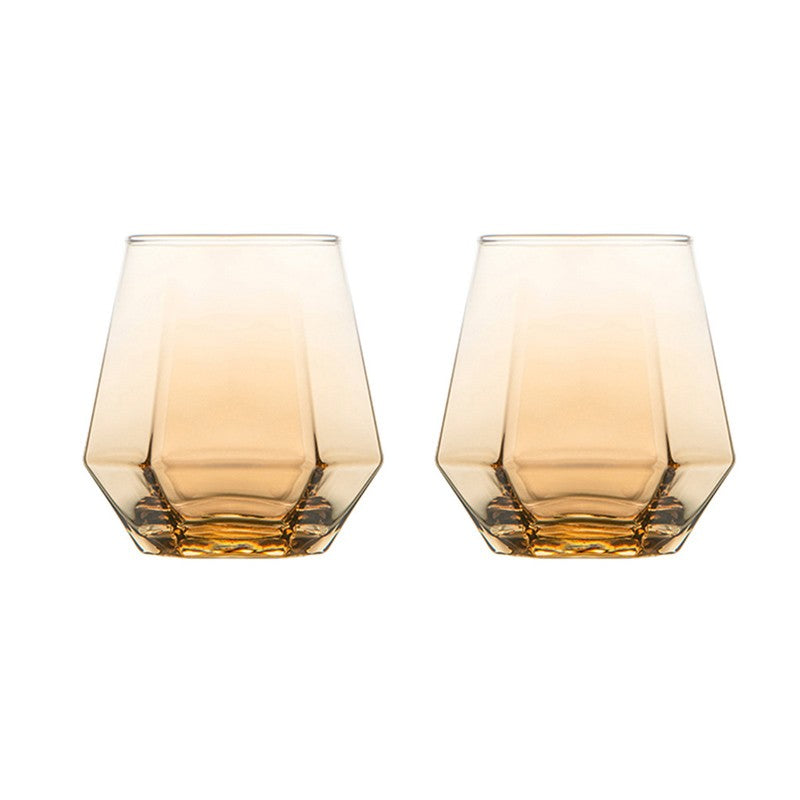 Copo de uísque criativo e elegante 320ml 11oz Copos coloridos para suco e chá Copo de vidro hexagonal doméstico Copos para coquetel e conhaque