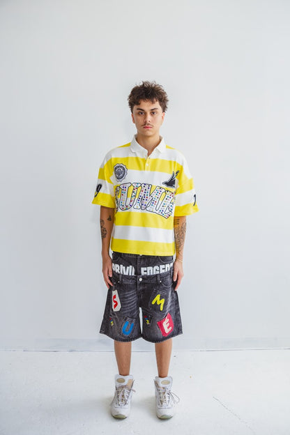 Y2K Harajuku Sume Gothic Klein Stone Embroidery Loose Long Sleeved T Shirt Hip Hop Men Women Stripe Polo Shirt Lapel Neck Shirt