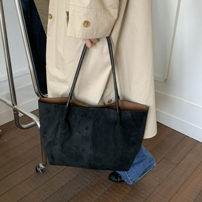 LEFTSIDE Women Faux Suede Shoulder Bag 2025 Winter Retro Soft Tote Bag Luxury Designer Trend Female High Capacity Handbags