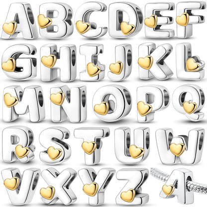 Fit Original Bangle Bracelet DIY A-Z Alphabet Charms Bead 925 Sterling Silver CZ Zircon LOVE Letter Dangle Pendant Jewelry Gift