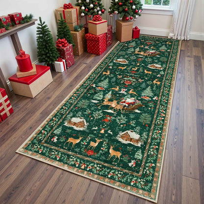 VIKAMA Bohemian-Style Christmas Runner Rug Autumn/Winter Hallway Rug Kitchen Decor Rug Home Atmosphere Decor