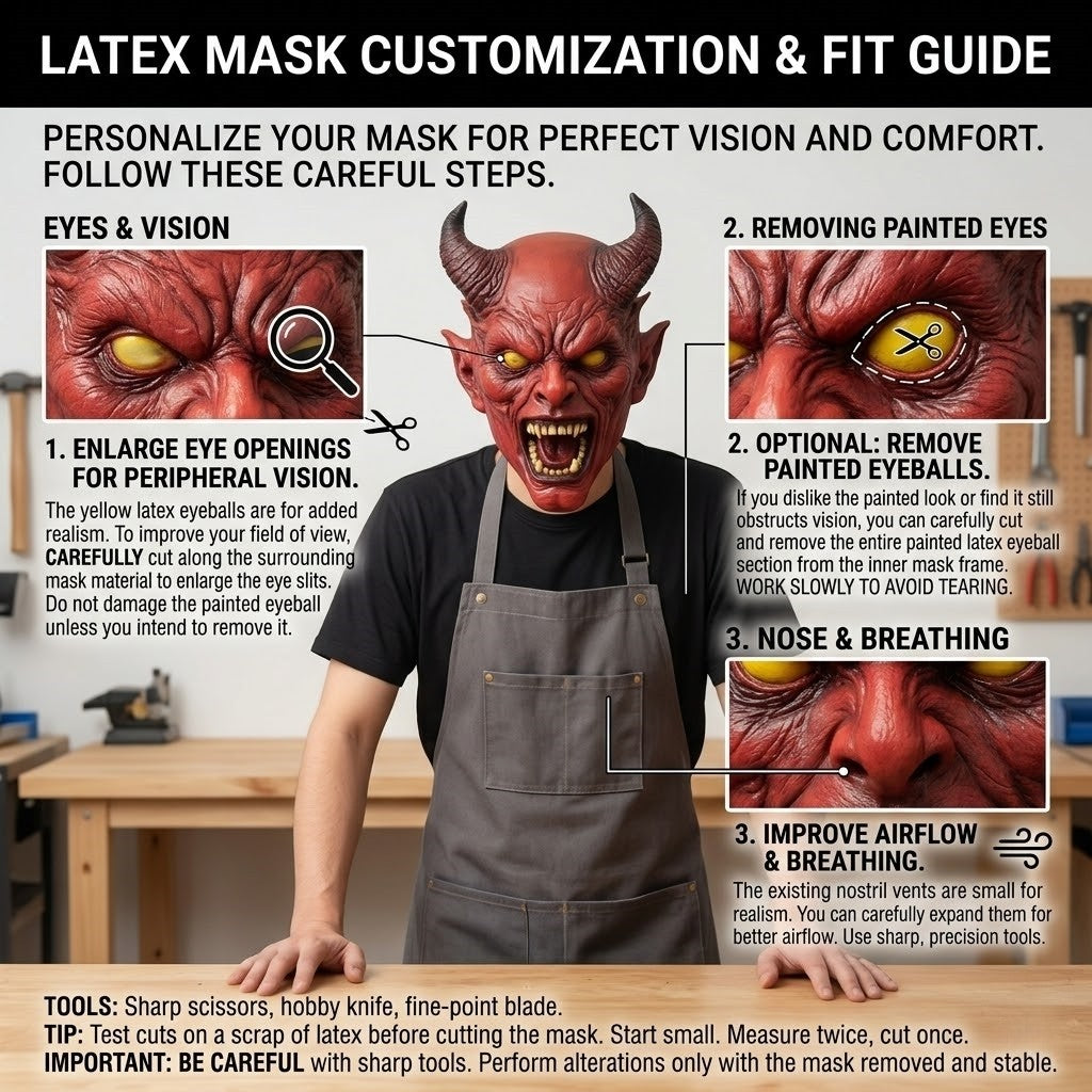 Scary Horned Demon Mask Full Head Latex Devil Mask Horror Halloween Cosplay Masks Costume Party Carnival Haunted House Prop