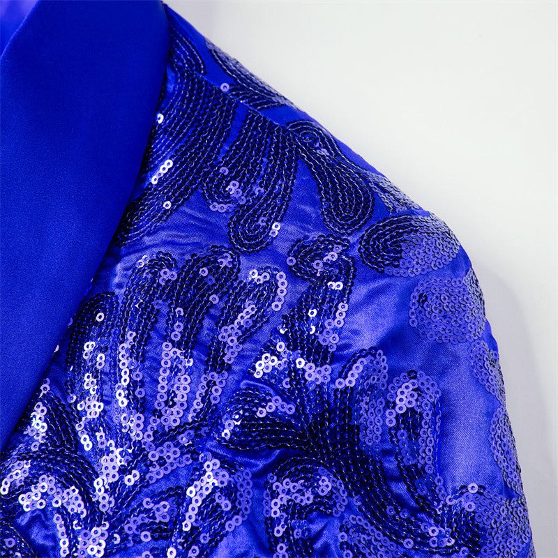 2025 New Men Sequined Suit Single Button Slim Fit Jacket Fashion Singer Bar KTV Stage Performance Luxurious Dress Blazers