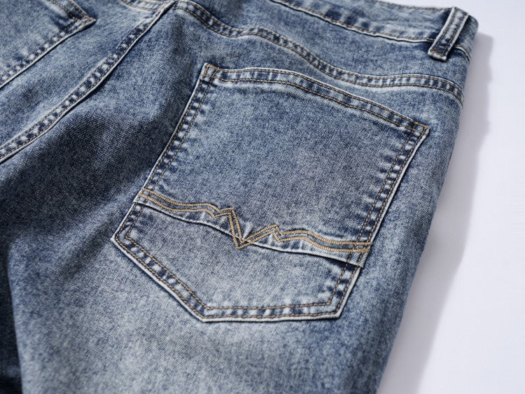 Calça Jeans Masculina Clássica Solta Reta Wide Leg de Sarja Lavada de Alta Qualidade Masculina Fina Fresca Elástica Masculina Casual de Caimento Regular