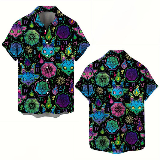 Skull 3D Printed Men's Hawaiian Shirt Street Gothic Style Trendy Vintage Lapel Tops Summer Y2K Casual Short Sleeve Beach Shirt