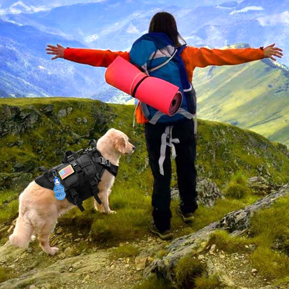 Colete Tático Militar para Cães, Sem Puxão, para Cães de Médio e Grande Porte, Treinamento, Caminhada, Colete Molle para Cães com Bolsos