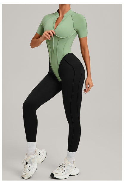 Women's New Yoga Jumpsuits with Contrasting Splicing Beauty Back Slim Fit One-piece Workout Gym Outdoor Sports Fitness Bodysuits