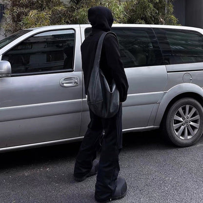 Vintage Style Men's Crossbody Bag?? Large Capacity ??Large Size?? Messenger Bag PU Leather Pleated Tote Bag?? Daily Use??