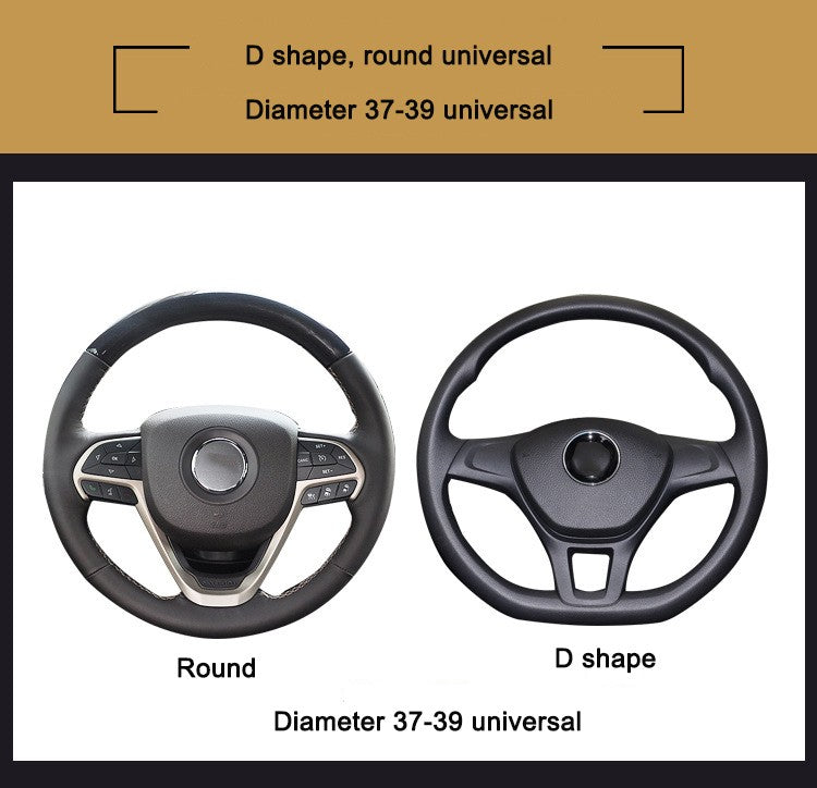 Four Seasons Universal Car Steering Wheel Cover 37-38cm Leather Embroidered Color Diamond-Studded Elastic Steering Wheel Cover