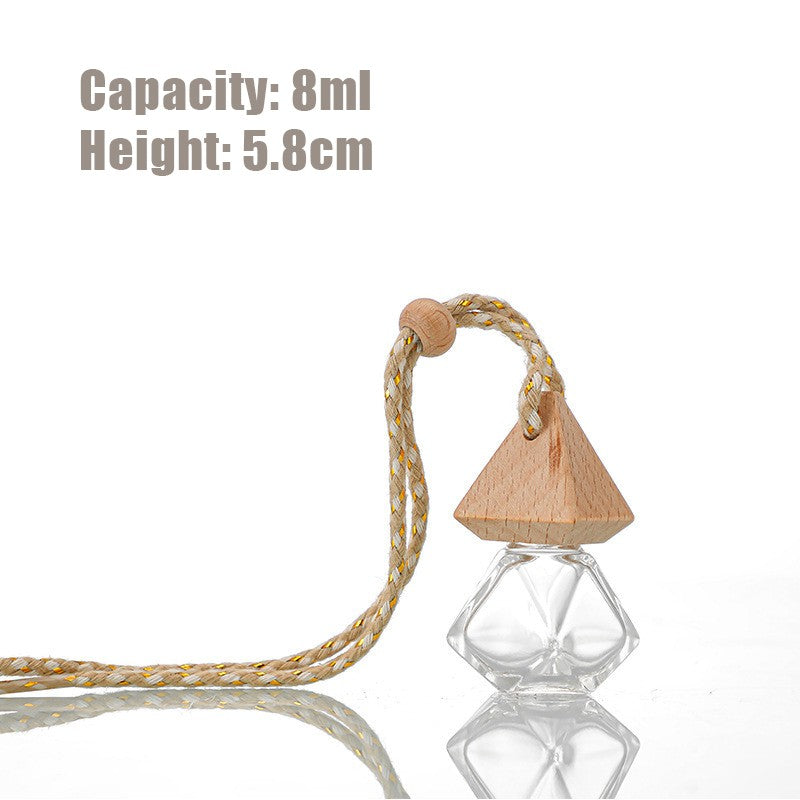 5PCS 8-12ml Empty Clear Glass Car Perfume Bottle Auto Air Freshener Car Decoration Pendant Essential Oil Diffuser Container