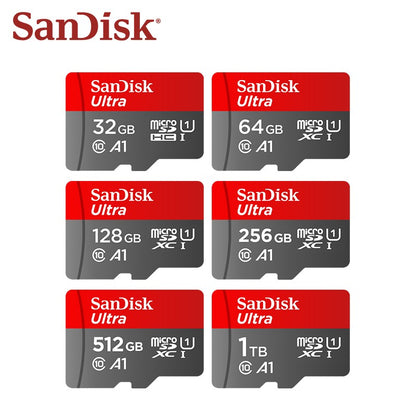 Cartão Micro SD SanDisk Original C10 32GB 64GB 128GB 256GB 512GB Até 150MB/s Cartão de Memória Microsd 1TB Cartão Flash TF A1 para Celular